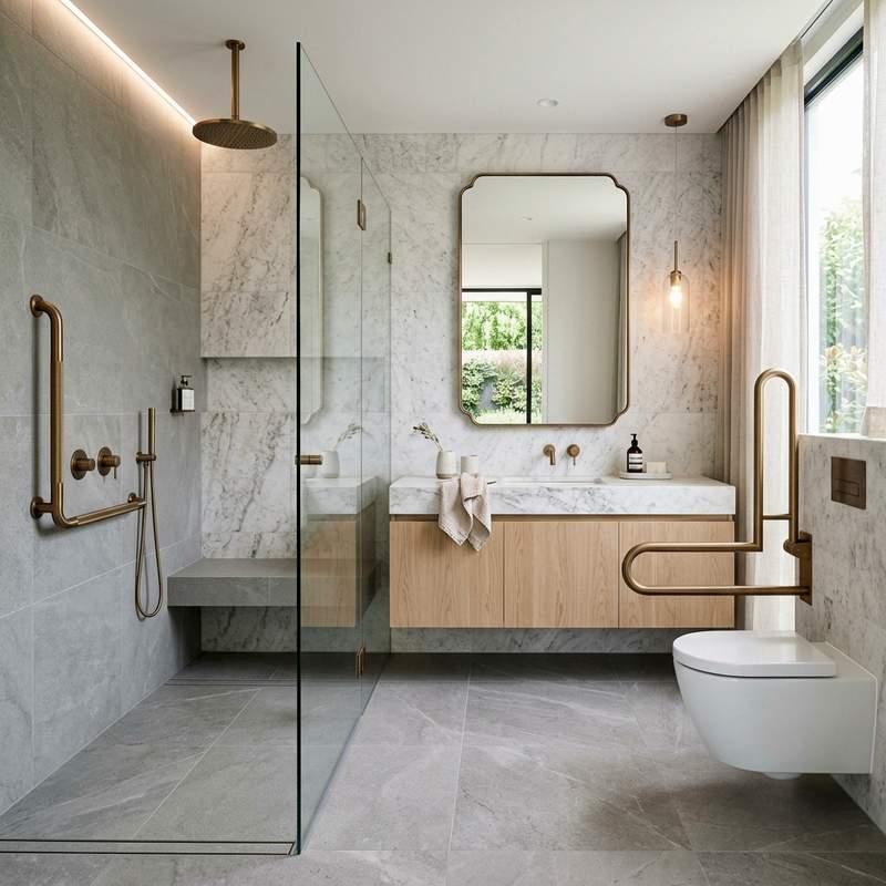 Bathroom Safety Rails and Grab Bars: 5 Modern ADA Compliant Installations