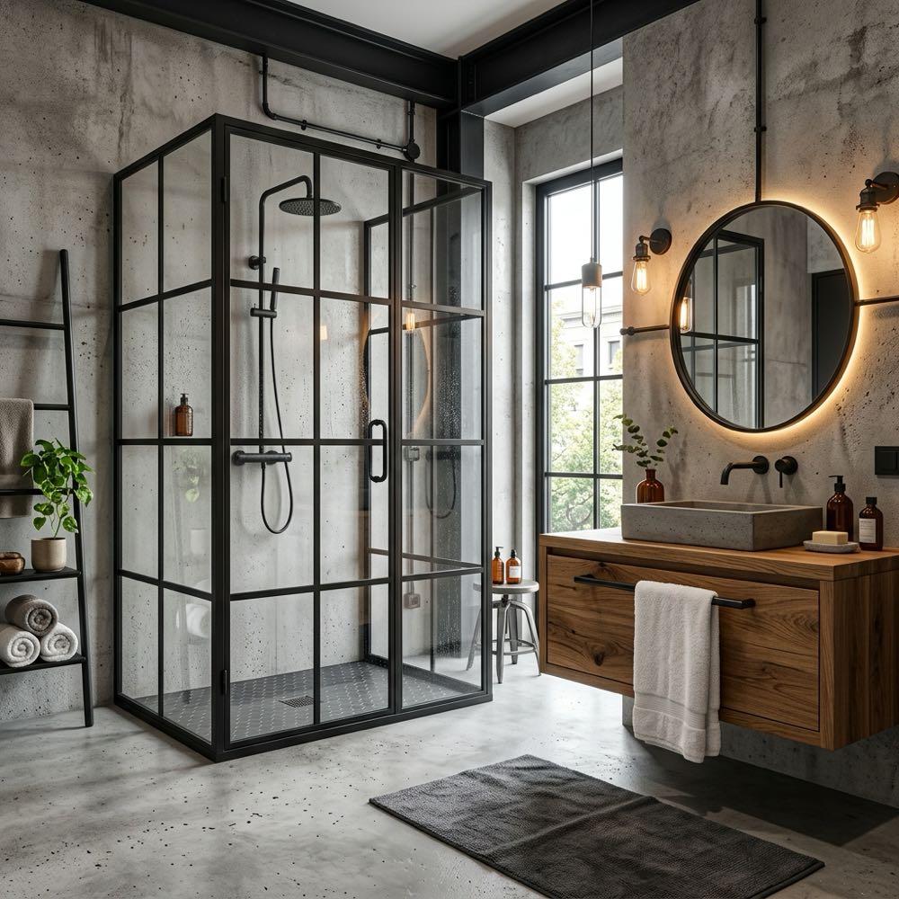 Industrial Style Bathroom Design: Styling Raw Metal and Concrete