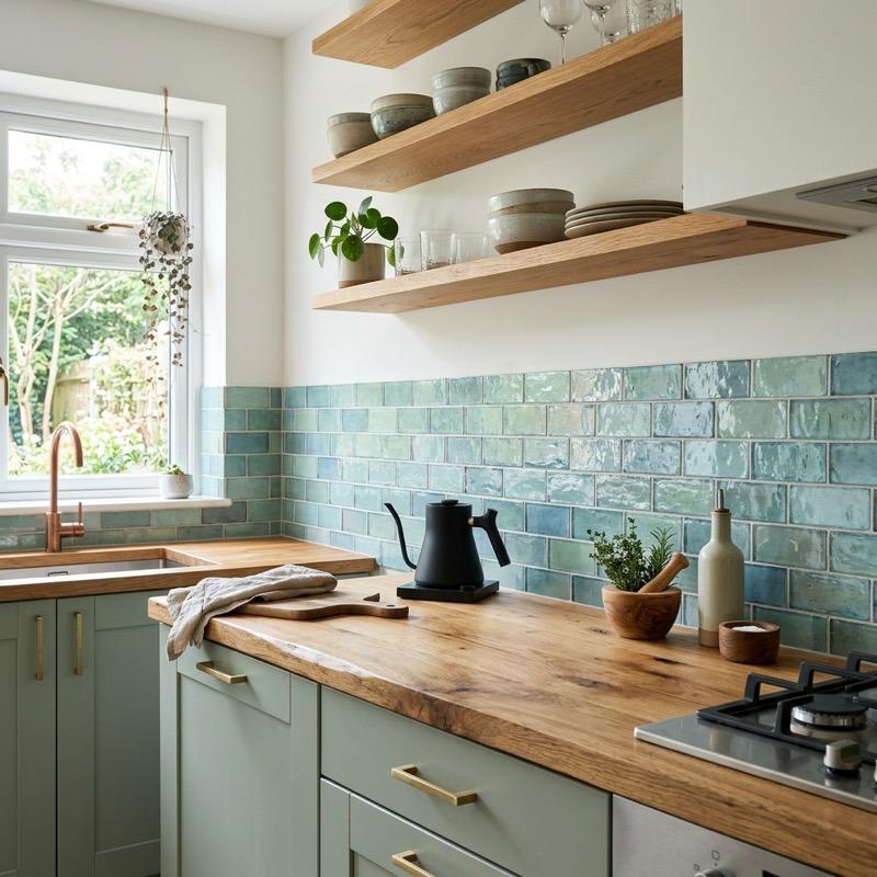 Recycled Glass Tile Backsplash: Styling Eco Friendly Kitchens