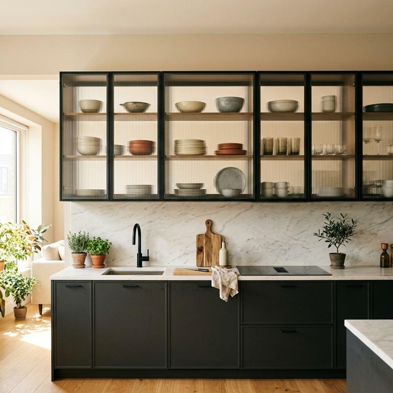 Reeded Glass Kitchen Cabinets: Styling Modern Textural Kitchens