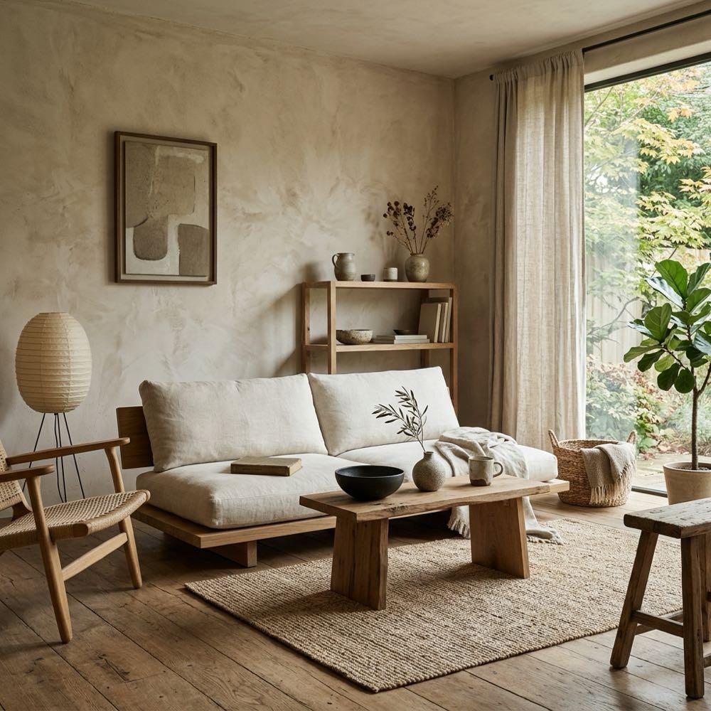 Wabi Sabi Living Room: Staging a Quiet Organic Sanctuary