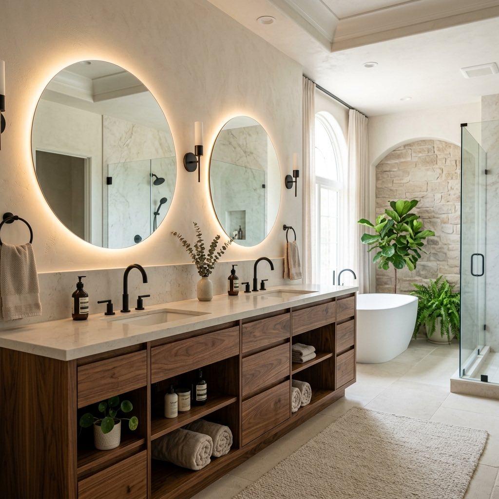 Warm Wood Bathroom Vanity: Staging a Modern Spa Sanctuary