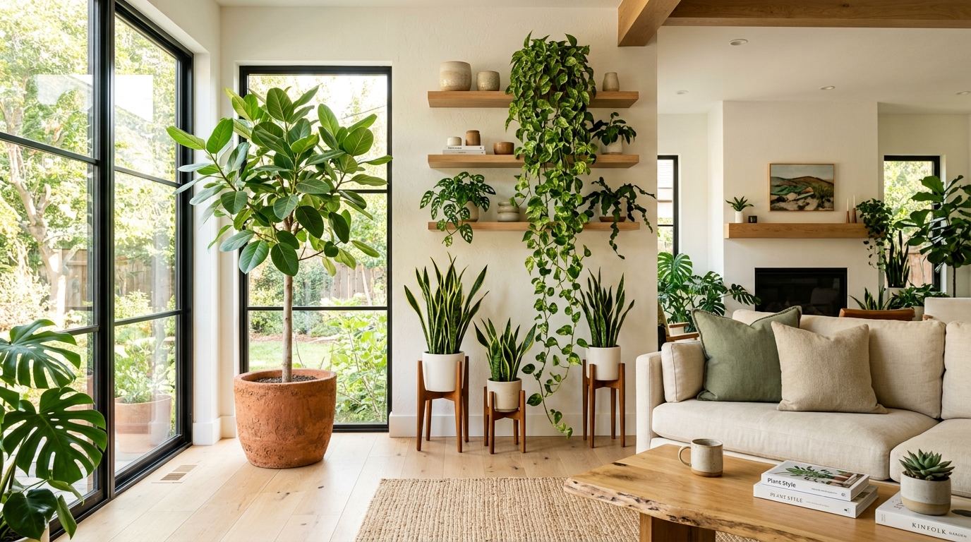 15 Indoor Plant Decor Ideas for Living Rooms: Biophilic Styling & Plant Selection